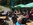 Wandergruppe im Biergarten bei der Pause.